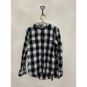 Ralph Lauren Denim & Supply Women's Size Medium Flannel White Black Plaid Shirt